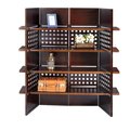 Manmade 4-Panel Book Shelves Walnut Finish Room Divider MA106153